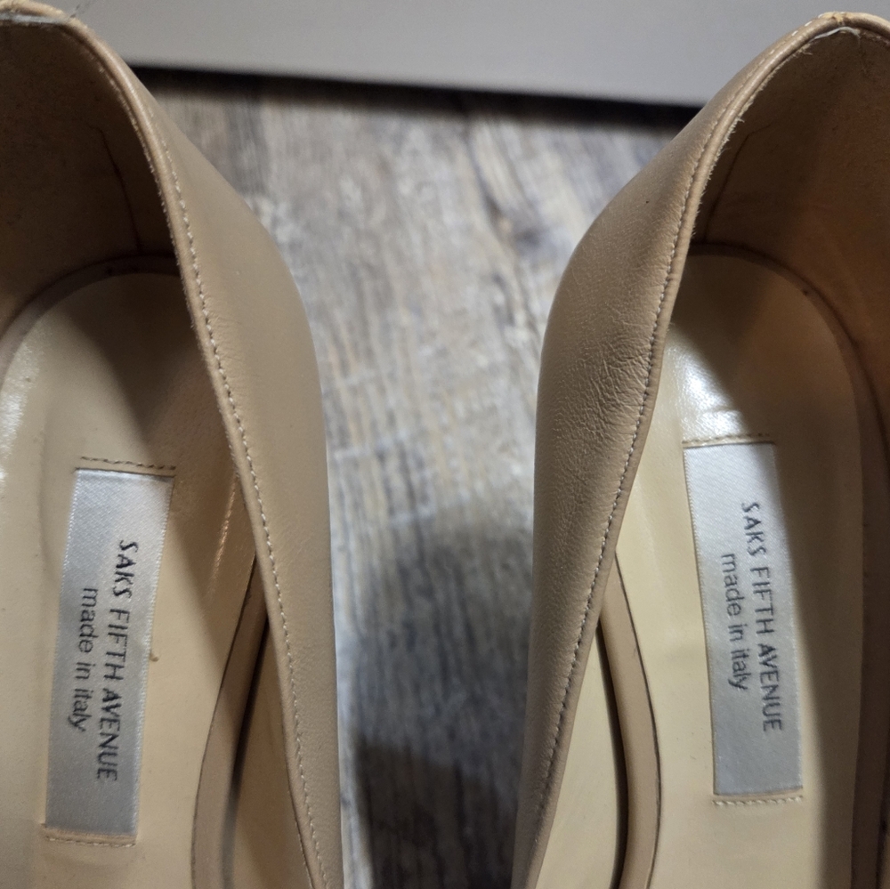 Saks 5th Avenue Tan High Heel Pumps - Picture 5 of 10